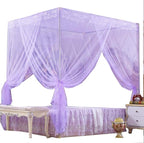 4 Corners Princess Bed Curtain Canopy Canopies for Girls Boys Adults Bed Gift (Twin, Purple)