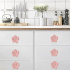 4 pcs Petal Knob Handle Unique Zinc Alloy Flower Shape Single Hole Knob Handle for Cabinets,Drawers, Wardrobes Furniture Decoration(Pink)