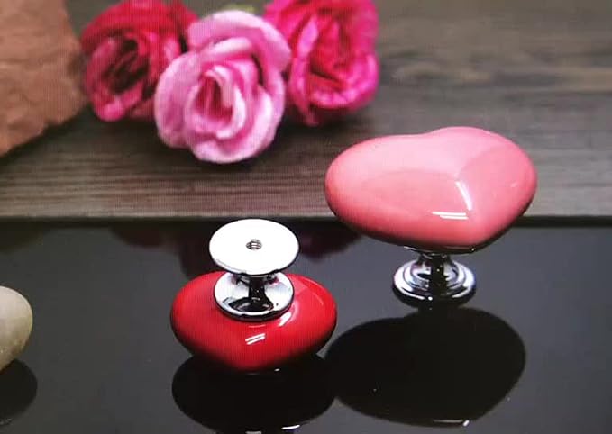 HUAMULAN 10PCS Heart Shape Glossy Ceramic Knobs Cabinet Dresser Pulls Door Handles Cupboard Wardrobe Drawer Backplate,Yellow
