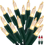 ODEETRONIC Steady & Blink Clear Christmas Lights, 21.63ft 100 Count Incandescent Christmas Lights, 2 Modes UL Certified Warm Clear Light, Connectable Mini Tree Light for Room Wedding Party, Green Wire