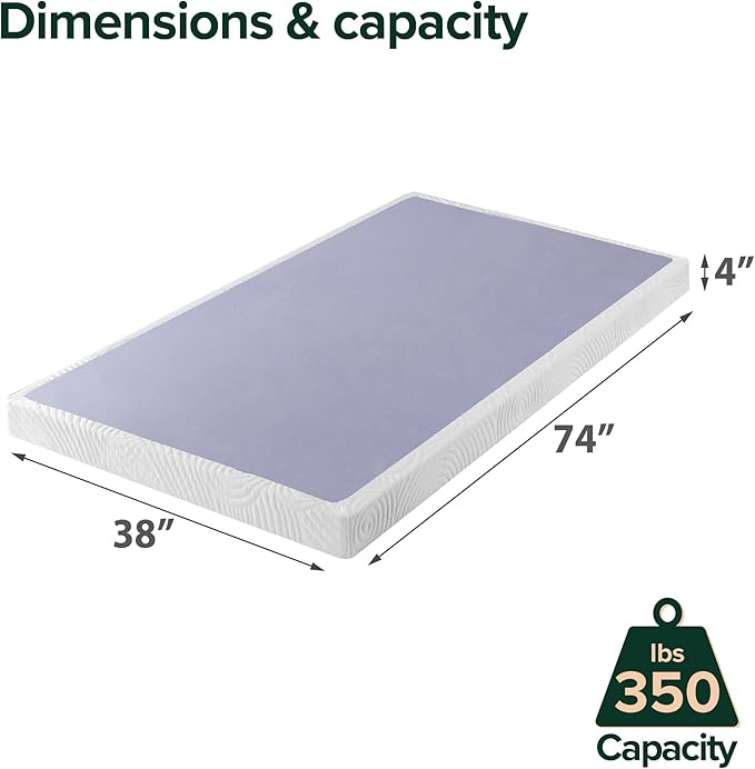 ZINUS Edgar 4 Inch Bamboo Box Spring, Mattress Foundation, Sturdy Bamboo Structure, Low Profile, Easy Assembly, Twin