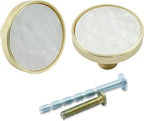 6 Pcs Gold Knobs for Dresser Drawers, Round Dresser Cabinet Knobs Pulls for Kitchen Cabinet Cupboard Door Furniture Decorative, White