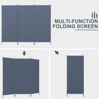 Room Divider Screen JAXPETY 6Ft Room Partition Wall Divider 88" W Folding Privacy Screens Indoor Room Partitions and Dividers Freestanding Room Separator for Office Hospital, Bluish Grey