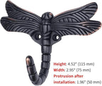 Dragonfly Hooks Wall Hooks for Hanging, Oil Rubbed Bronze Coat Hooks Wall Mounted Towel Hooks,Heavy Duty Key Holder for Decor,Pack of 4