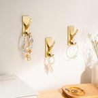 pickpiff Self Adhesive Coat Hooks for Hanging, Heavy Duty Stainless Double Wall Hook for Towel, Backpack, Hat, Sturdy Metal Hanger for Bathroom, Bedroom, Door, Wall Mounted, 4-Pack, Brushed Gold