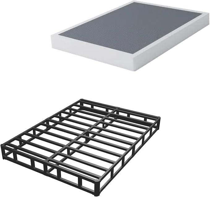 ALDRICH 5 Inch Heavy Duty Metal Box Spring Mattress Foundation 3000lbs Max Weight Capacity/Non-Slip/No Noise/Easy Assembly/Easy Clean Cover,Queen