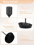 NUPTIO Black Candlestick Holders for Centerpiece: 3 PCS Tall Taper Candles Holders for Halloween - Metal Candles Stick Holder for Christmas Birthday Party Fireplace Table Decor