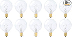 Simba Lighting Small Globe G16.5 Round Bulb 25W E12 Candelabra Base (10 Pack) for Chandelier, Ceiling Fan, Decorative Vanity Lights, Sconce, Aromatic Wax Warmer, Clear Glass 110V 120V 2700K Warm White