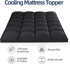 Mattress Topper King for Back Pain, Extra Thick Mattress Pad Cover, Plush Pillow Top, Deep Elastic Pocket, Black