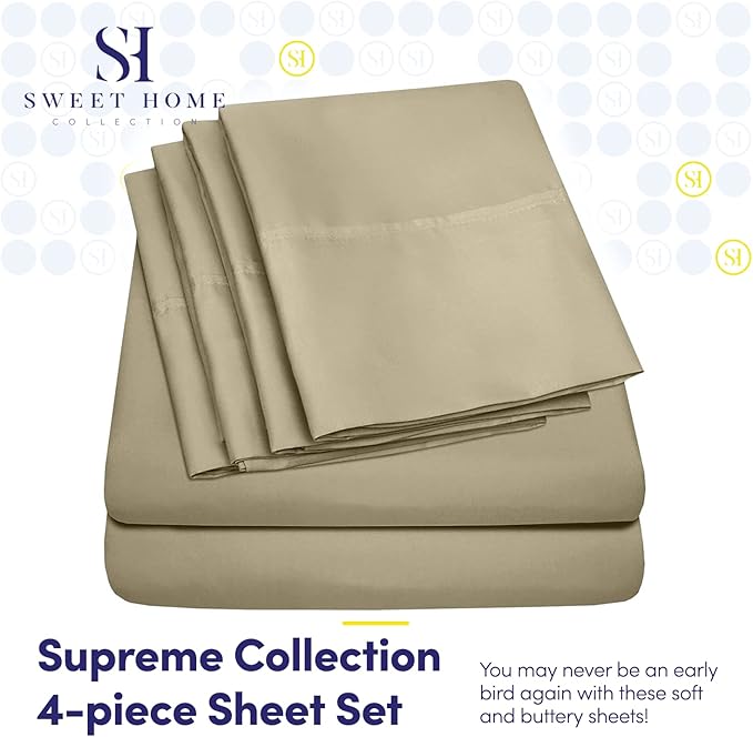 Twin Size Bed Sheets - 4 Piece 1500 Supreme Collection Fine Brushed Microfiber Deep Pocket Twin Sheet Set Bedding - 1 EXTRA PILLOW CASES, GREAT VALUE, Twin, Sage