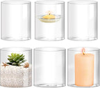 Hurricane Candle Holder,Open Ended Glass Candleholder Multiple Size Choices,Clear Cylinder Glass Candle Holder for Wedding Centerpieces, Home Decor(3pcs:4x4", 3pcs: 4x3.5")
