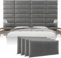 Vänt Upholstered Wall Panels - Queen/Full Size Wall Mounted Velvet Headboards - Velvet Smoke Grey - Set of 4 Panels (Each Individual Panel 30"x11.5")