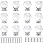 12 Pcs 30mm Round Shape Crystal Glass Cabinet Knobs with Screws Drawer Knob Pull Handle Used for Kitchen, Dresser, Door, Cupboard(Clear)