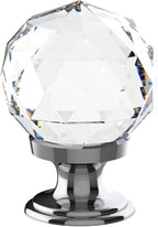 Alzassbg 6 Pack Clear Crystal with Chrome Plated Drawer Knobs, 1-1/5 Inch(30mm) Cabinet Knobs Round Diamond Crystal Knobs for Drawers AL1002CP