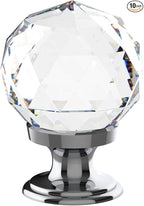 Alzassbg 10 Pack Clear Crystal with Chrome Plated Drawer Knobs, 1-1/5 Inch(30mm) Cabinet Knobs Round Diamond Crystal Knobs for Drawers AL1002
