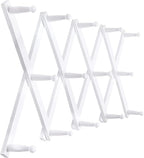 SKOLOO Hat Rack for Wall with 14 Hooks, Solid Wooden, Modern, Expandable Coat Rack Wall Mount for Coats, Hats, Bags, Baseball Caps, White