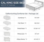 HEVUMYI Khaki Cali-King Comforter Set - 7-Piece All Season Bed in a Bag Cali-King, Ultra Soft Bedding Set with Comforter, Flat Sheet, Fitted Sheet, Pillowcases, Pillow Shams