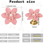4 Pcs Petal Cabinet Knobs，Zinc Alloy Flower Shape Single Hole Knob with Screws for Dresser Handles Cabinet Wardrobe Door Handle Decorative Furniture (Pink Flower Pearl)