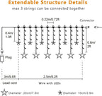 Blingstar Star Christmas Lights 138 LED 12 Star Curtain Lights 8 Flashing Mode Window String Lights 8.2ft Connectable Hanging Lights for Indoor Bedroom Ramadan Eid Wedding Backdrop Decor, Warm White