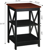 Convenience Concepts Oxford End Table 15.75" - Modern Living Room Table with Storage Shelves, Transitional Nightstand Side Table for Home Decor and Display, Cherry/Black