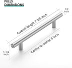 JOY DECOR 10 Pack 7.38 Inch Cabinet Pulls Kitchen Cabinet Handles with 5 Inch Hole Center Brushed Nickel Cabinet Hardware Stainless Steel Kitchen Drawer Pulls for Cabinets Cupboard, 128mm Hole Centers