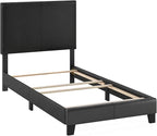 FURINNO Pessac PU Leather Upholstered Platform, Twin, Black