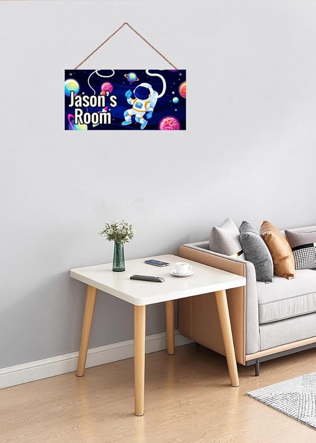 Personalized Sign Universe Sign Outer Space Theme Art Décor For Kids Room Custom Name Astronaut Door Wall Art Décor For Little Man Cave, Floral Nursery Art Plate For Girls Room Boys Bedroom Baby