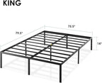 Best Price Mattress 14 Inch Metal Platform Beds w/ Heavy Duty Steel Slat Mattress Foundation (No Box Spring Needed), King Size, Black
