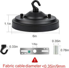 Light Canopy Kit, 6IN Chandelier Kit with Hook, Matte Black Ceiling Metal for Pendant Light, Chandelier, Grow Plant, Max Load 33LBS