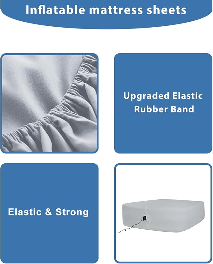 Bedecor Air Bed Sheets for Mattress Cover Removable Bed and Elastic Band Super Soft and Breathable & Deep up to 21" Light Gray Twin