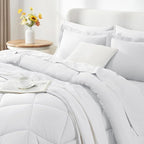 CozyLux Full Size Comforter Sets White - 7 Pieces Bed in a Bag Full, Luxury Soft Bed Set for All Seasons, Bedding Set with Down Alternative Comforter, Sheets, Pillowcases & Shams