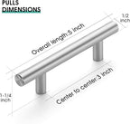 JOY DECOR 2 Pack 5 Inch Cabinet Pulls Kitchen Cabinet Handles with 3 Inch Hole Center Brushed Nickel Cabinet Hardware Stainless Steel Kitchen Drawer Pulls for Cabinets Cupboard, 76mm Hole Centers