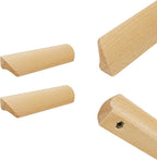 2Pcs Unfinished Wood Solid Furniture Pulls Handles,Unfinished Unpainted Paintable Wooden Handles Cupboard Closet Drawer Handle Pull,Length 4.84",Hole Dis.3.78"
