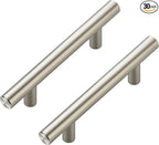 JOY DECOR 30 Pack Cabinet Handles, Brushed Nickel Cabinet Pulls, 3 in Hole Center Kitchen Cabinet Handles, Stainless Steel T Bar Handles for Dresser Drawers