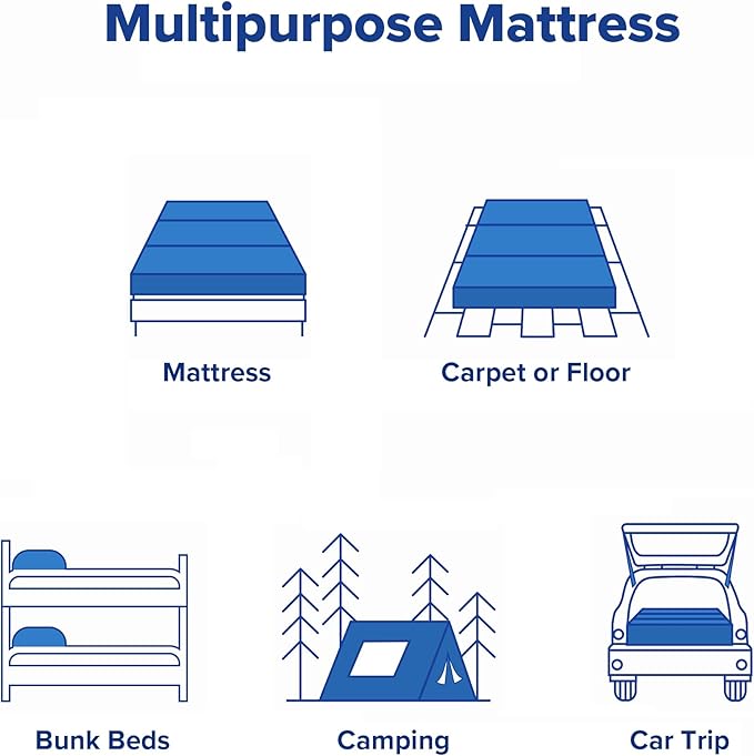 Olee Sleep Tri-Folding Antibacterial Memory Foam Mattress Topper, 4 Inch Copper Bamboo Gel Folding Mattress, Washable Cover, CertiPUR-US Certified, Soft, White, Single Size
