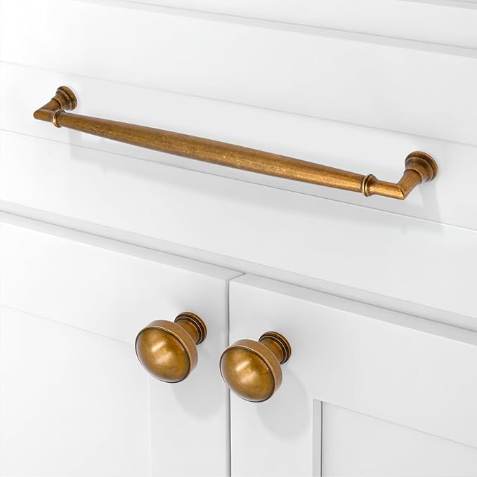 10 Pack Antique Brass Cabinet Pulls 10 Inch(254mm) Kitchen Cabinet Handles Solid Zinc Alloy Cabinet Hardware Drawer Pulls