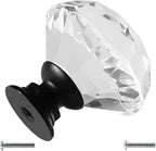 Dynasty 30mm Glass Crystal Dresser Drawer Kitchen Cabinet Door Hardware Knobs Handles - Bronze 5 Pack, Blue