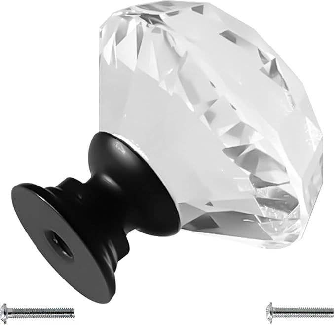 Dynasty 30mm Glass Crystal Dresser Drawer Kitchen Cabinet Door Hardware Knobs Handles - Bronze 5 Pack, Blue