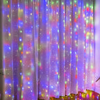 ZSJWL 300 LED Multicolor Curtain Fairy Lights with Remote, 8 Modes 9.8 × 9.8 Ft Waterproof USB Plug in Copper Wire Lights for Bedroom Window Chrismas Wedding Party