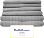 Full Size Bed Sheets - 6 Piece 1500 Supreme Collection Fine Brushed Microfiber Deep Pocket Full Sheet Set Bedding - 2 Extra Pillow Cases, Great Value, Full, Dobby Silver