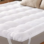 Ultra Soft Queen Mattress Topper - Cloud-Like Mattress Pad for Back Pain Relief - Breathable Cooling Material for Hot Sleepers