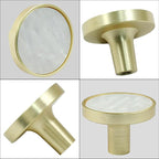 6 Pcs Gold Knobs for Dresser Drawers, Round Dresser Cabinet Knobs Pulls for Kitchen Cabinet Cupboard Door Furniture Decorative, White