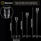 Vincidern 18pcs Clear Taper Candle Holders for Table Centerpieces, Acrylic Candle Holder Set for Wedding, Events, Party, Christmas, Halloween, Clear Decorative Candlestick Holders