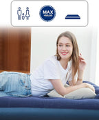 Twin Size Air Mattress for Inflatable - Portable Blue Blow Up Mattresses with Flocked top - Single Foldable Air Bed for Tent Camping Home Travel Backpacking