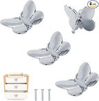 Silver Butterfly Drawer Knobs Kitchen Hardware for Cabinets Cute Animal Dresser Knobs Furniture Cupboard Handles Single Hole Cabinet Knobs 4 Pcs (Silver)