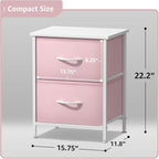 Sorbus Nightstand with 2 Drawers - Kids Bedside Furniture End Table Night Stand - Steel Frame, Wood Top & Easy Pull Fabric Bins - Dresser & Chest for Home, Bedroom Accessories, Office & College Dorm