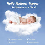 Mattress Topper Twin XL College Dorm, Bed Topper Twin XL Cooling Mattress Pad Cover for College, Black Pillow Top Mattress Topper with Deep Pockets, Breathable Fluffy Fill Mattress Protector