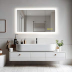 Wall-Mounted LED Square Bathroom Mirror, Makeup Mirror (36 inches x 24 inches,) 3 Color Stepless Dimmable Memory Bathroom Vanity Mirror with Lights CRI90+ 3000-6400K Smart Mirror with Touch