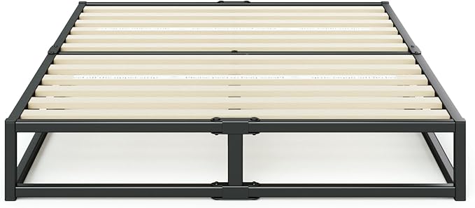 Zinus Joseph 10 Inch Platform Bed Frame, Wood Slat Support, No Box Spring Needed, Eco Friendly WonderBox(TM) Packaging, Easy Assembly, Black, Twin