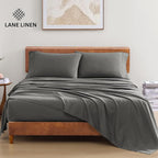 LANE LINEN 100% Organic Cotton Twin Sheets Set, 3PC Twin Bed Sheets, Cotton Sheets Twin Size Bed Set, Dorm Room Essentials with 15" Deep Pocket Fitted Sheet - Charcoal & White Twin Sheets (2 Pack)